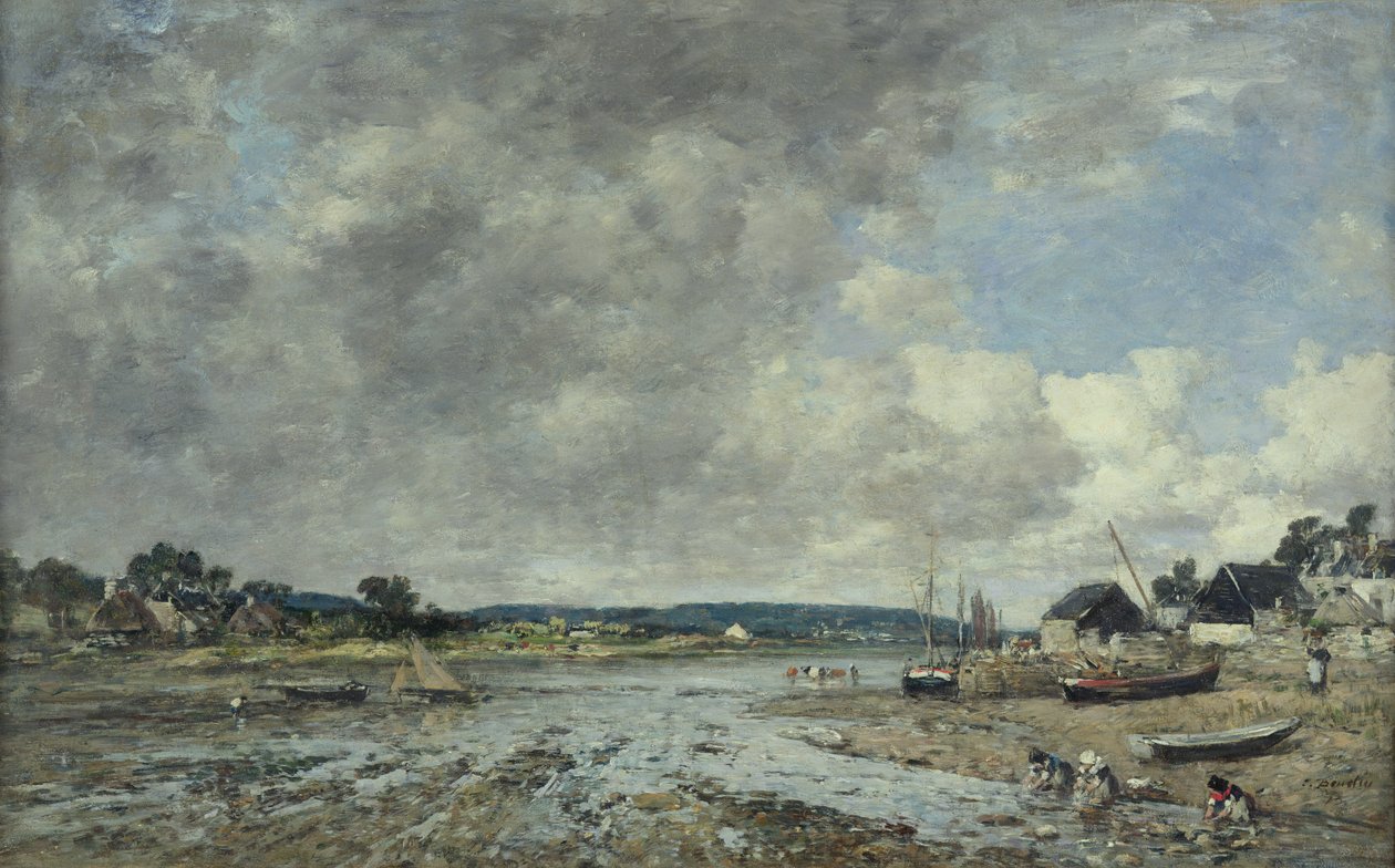 Maisema pesurien kanssa, 1873 tekijältä Eugene Louis Boudin