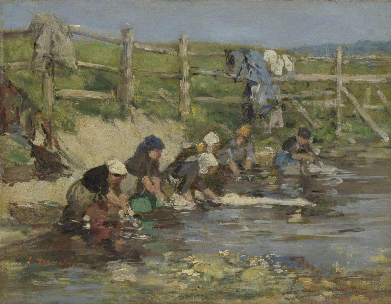 Pesuvaatteet Streamin varrella, n. 1886-1890 tekijältä Eugene Louis Boudin