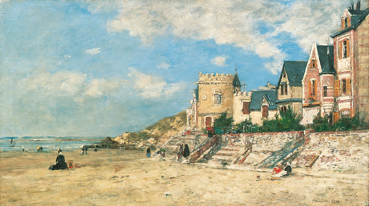 Malakoff Tower and the Shore Trouvillessa; Malakoff-torni ja ranta Trouvillessa, 1877 tekijältä Eugene Louis Boudin