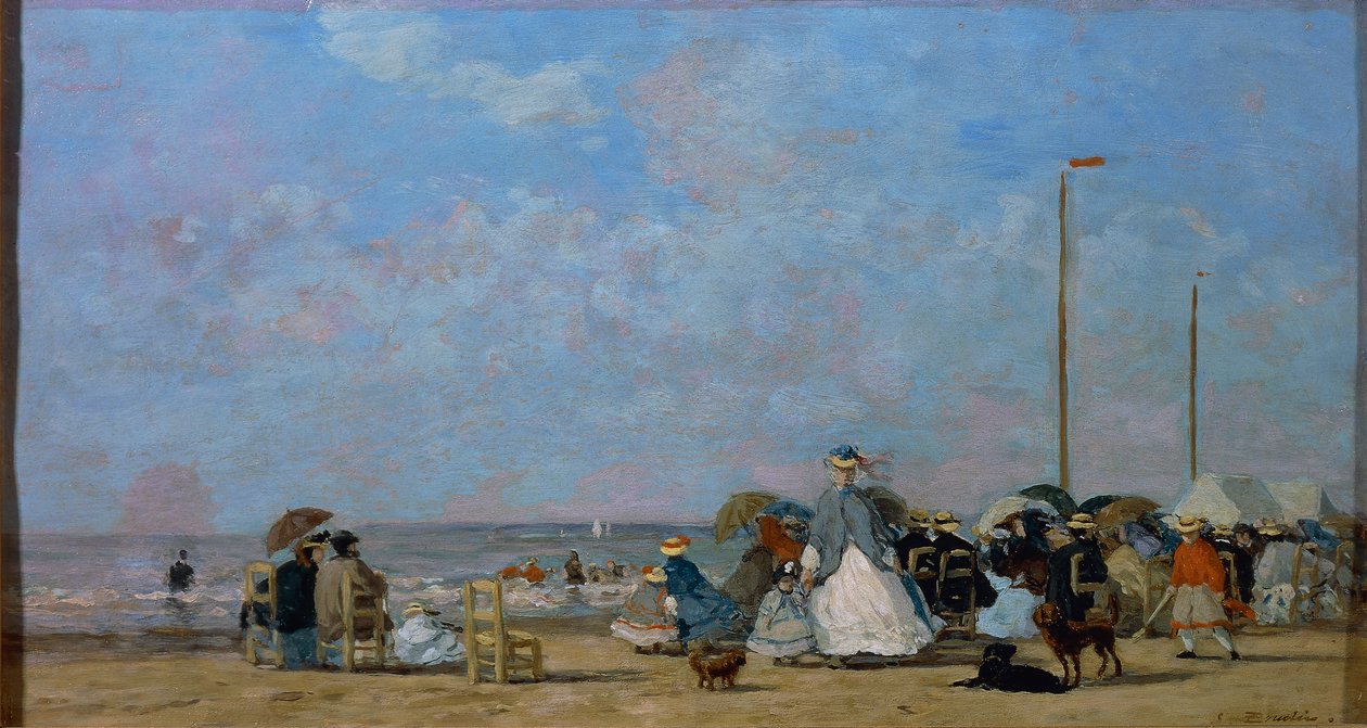 Trouville Beachillä, Eugene Boudin, maalaus tekijältä Eugene Louis Boudin