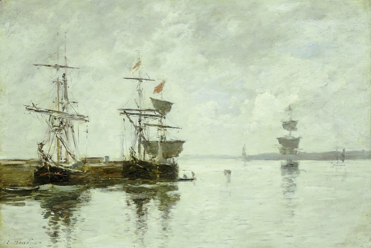Satamakohtaus, noin 1880 tekijältä Eugene Louis Boudin