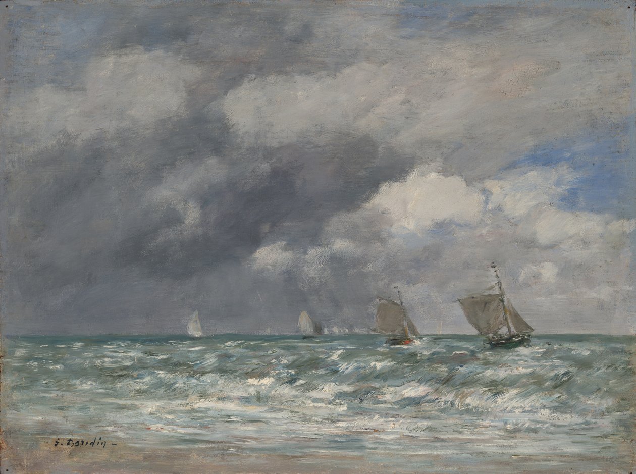 Purjeveneet lähellä Trouvilleä, n. 1885-1890 tekijältä Eugene Louis Boudin
