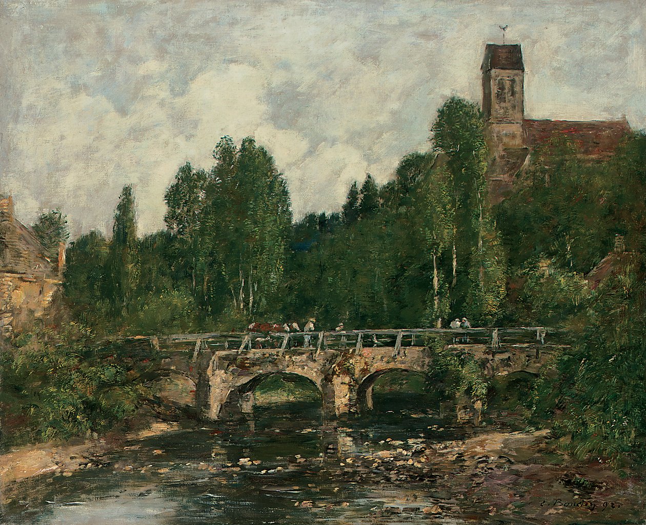 Saint-Cenery, kirkko ja silta, 1892 tekijältä Eugene Louis Boudin