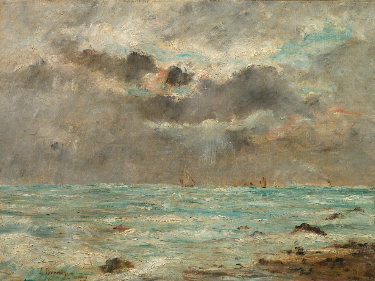 Trouvillen rannikko, noin 1865-1900 (öljy kankaalle) tekijältä Eugene Louis Boudin