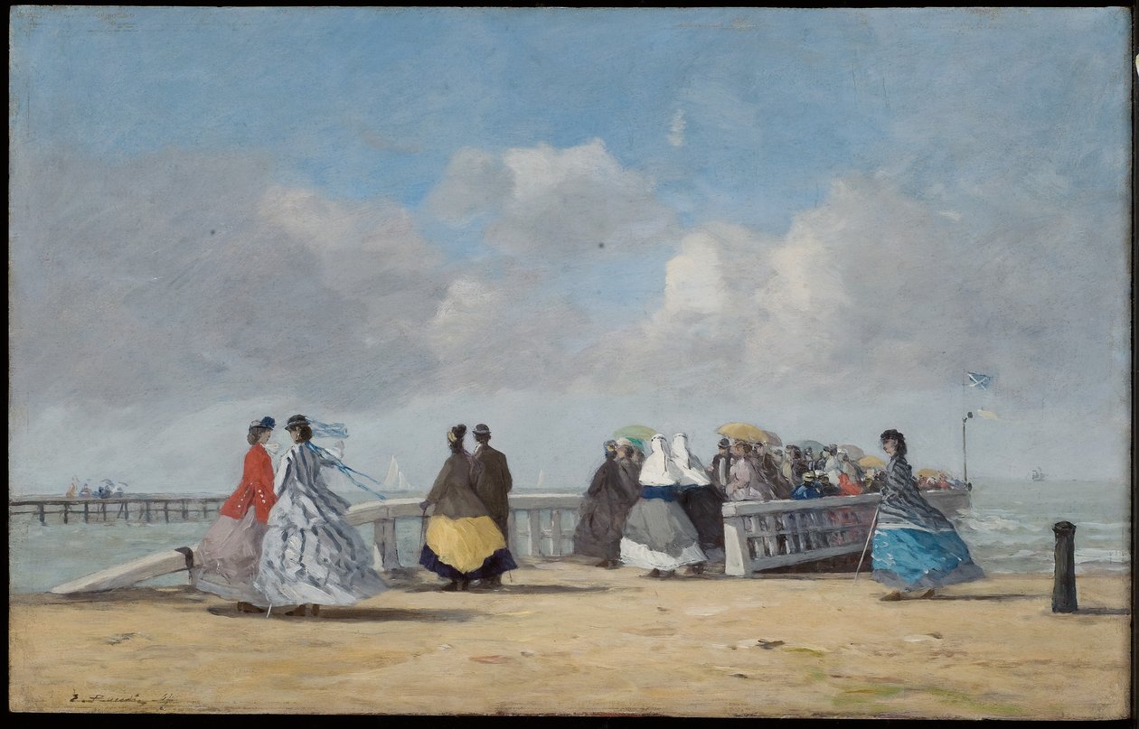 Trouvillen laituri, 1864 tekijältä Eugene Louis Boudin