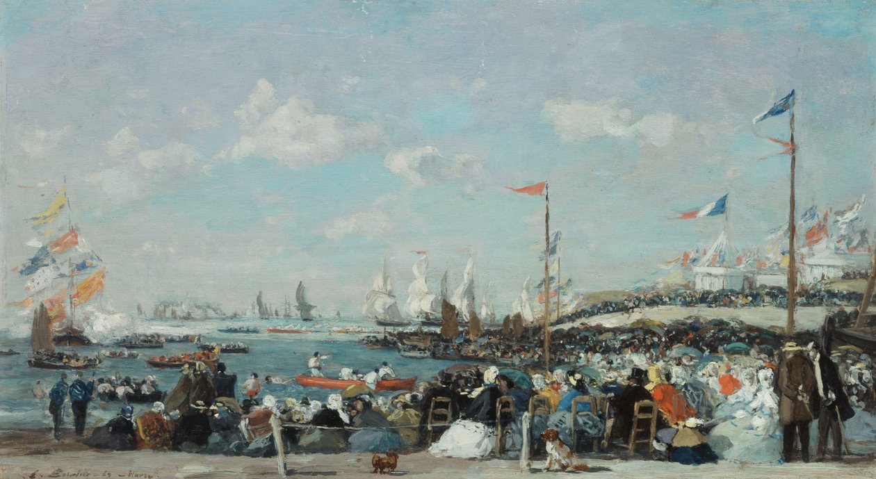 Regatta Le Havressa, 1869 tekijältä Eugene Louis Boudin