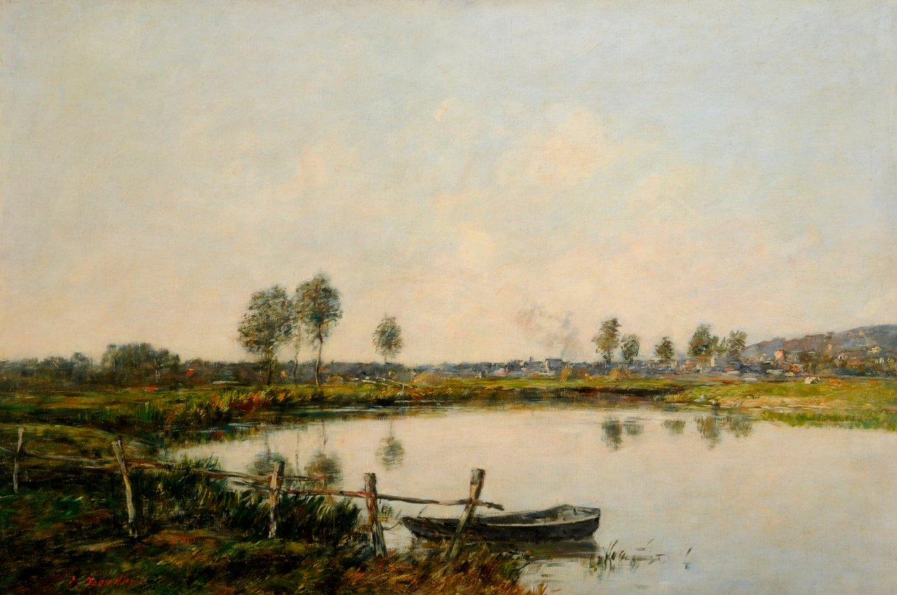 Water Meadows Deauvillessa, Ranskassa (öljy kankaalle) tekijältä Eugene Louis Boudin