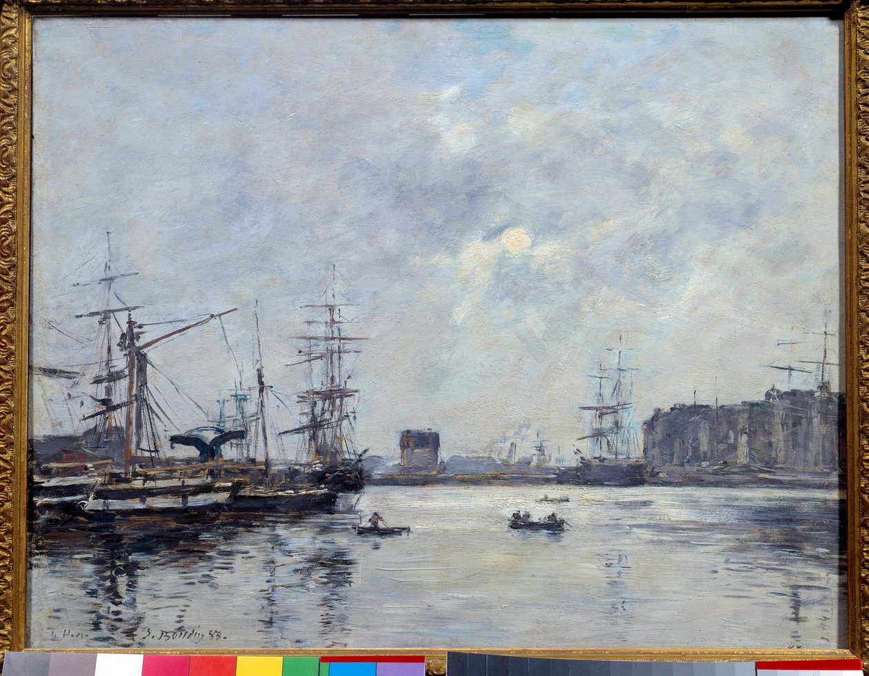 Le Havren satama-altaan baari. Eugene Louis Boudinin (1824-1898) maalaus tekijältä Eugene Louis Boudin