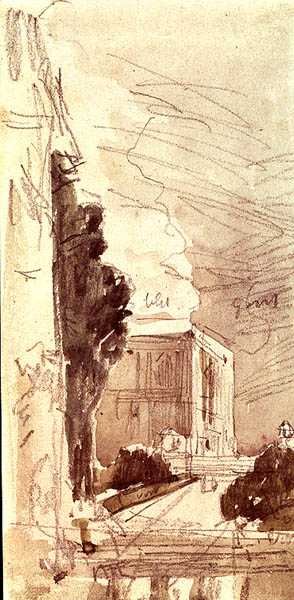 Linnan terassi (akvarelli paperille) tekijältä Eugene Louis Boudin