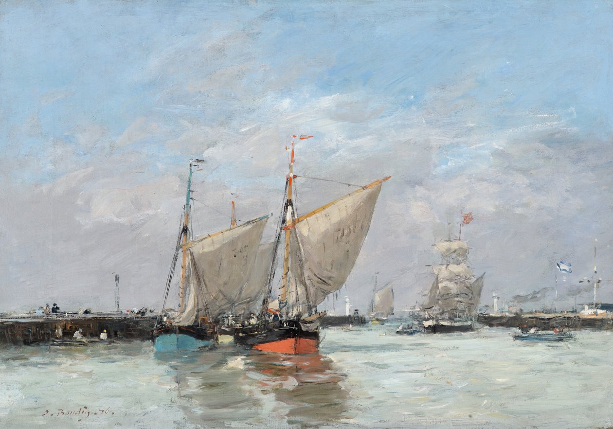 Trouville, The Jtties, High Tide, 1876 tekijältä Eugene Louis Boudin