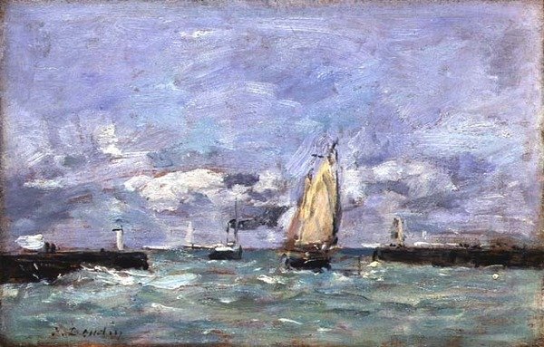 Trouville, n. 1885-90 (öljy paneelissa) tekijältä Eugene Louis Boudin