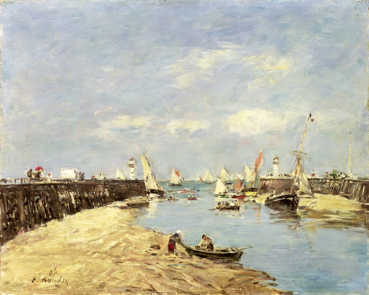 Trouville, laituri ja allas, 1896 tekijältä Eugene Louis Boudin