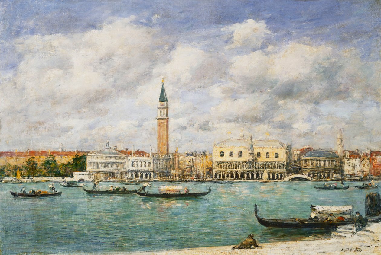 Venetsia, Campanile, Pyhän Markuksen näkymä kanavalle San Giorgiosta; Venetsia, Le Campanile, Vue du Canal San Marco Prize de San Giorgio, 1895 tekijältä Eugene Louis Boudin