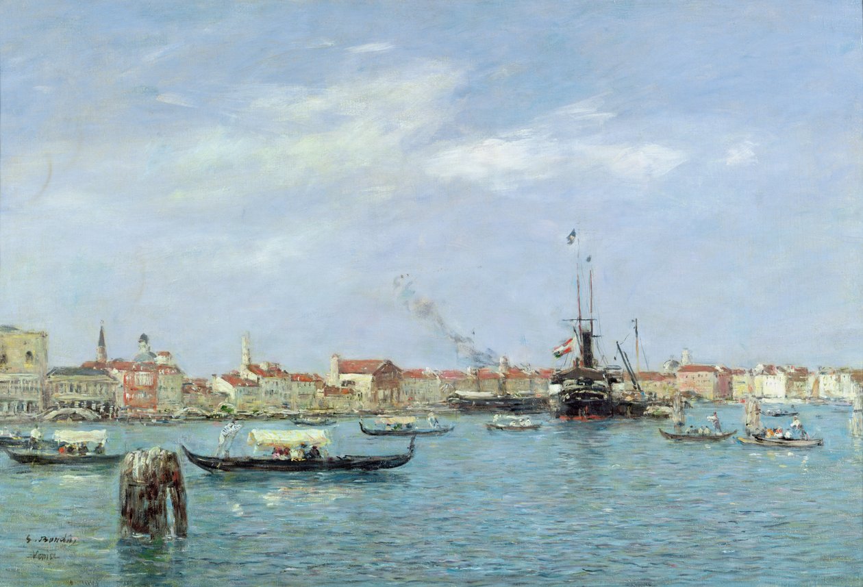 Venetsia, Canal Grande, Itävallan höyrylaiva, 1895 tekijältä Eugene Louis Boudin