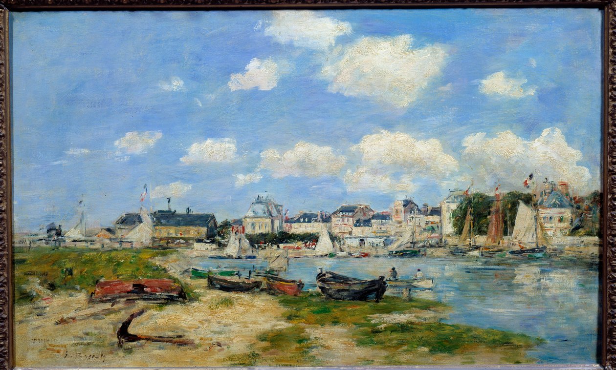Näkymä Trouville Beach Painting Eugene Louis Boudin (1824-1898) 1864 Su. 0,37x0,58 m Lyon, Musee des Beaux Arts tekijältä Eugene Louis Boudin