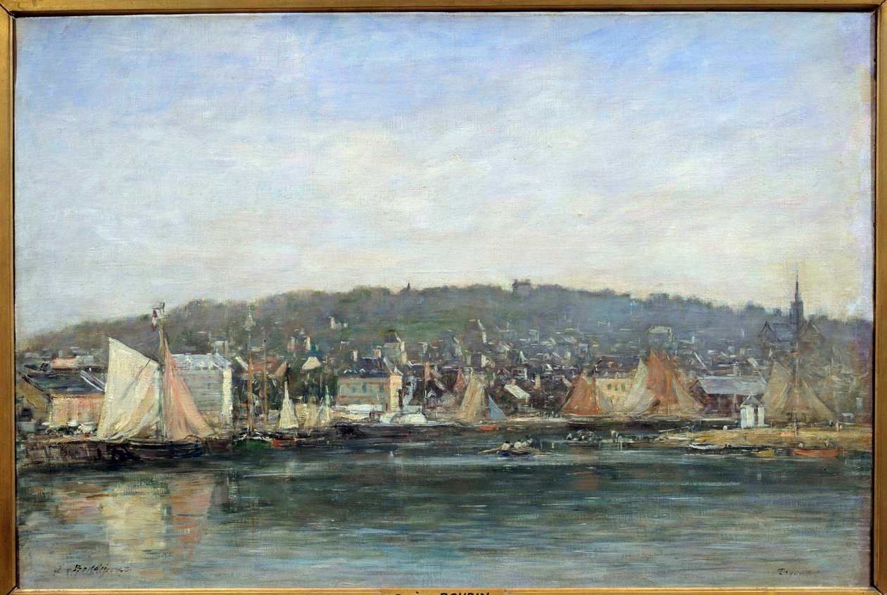 Näkymä Trouvillen satamasta Eugene Louis Boudinin maalaus tekijältä Eugene Louis Boudin