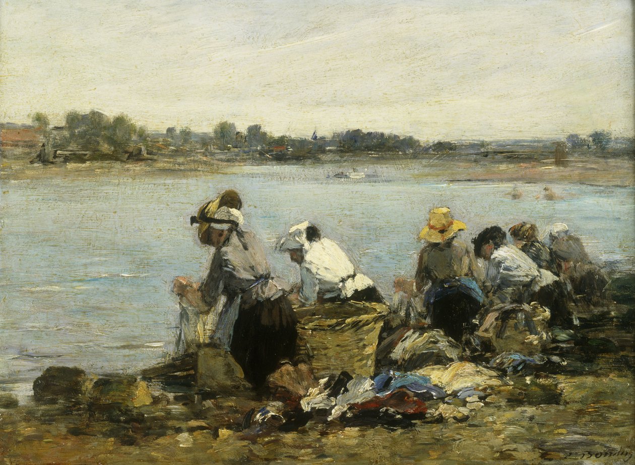 Washerwomen at Torque; La Touquen pesurit, tekijältä Eugene Louis Boudin