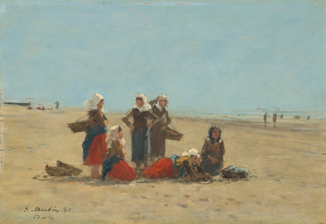 Naiset rannalla Berckissä, 1881. tekijältä Eugene Louis Boudin