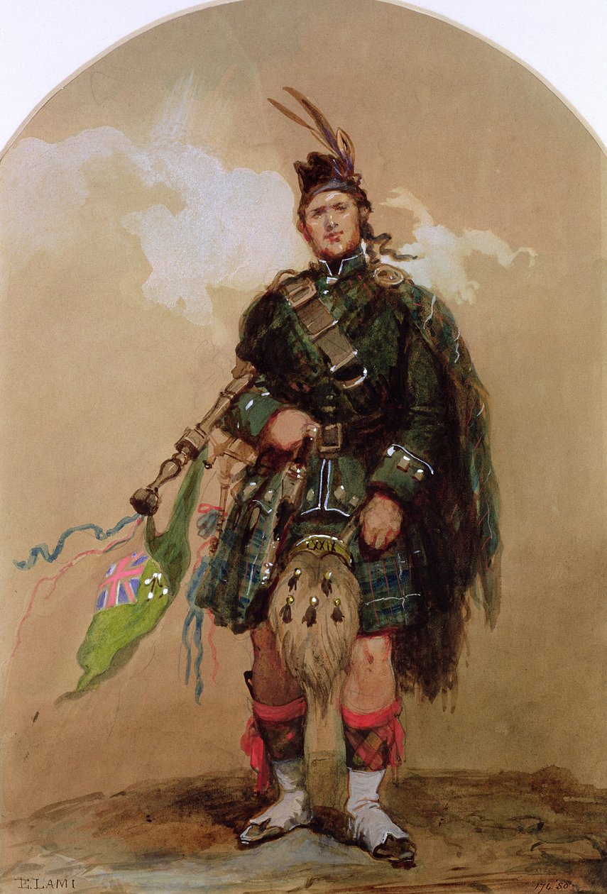 Piper 79. Highlandersista Chobhamin leirillä vuonna 1853 tekijältä Eugene Louis Lami
