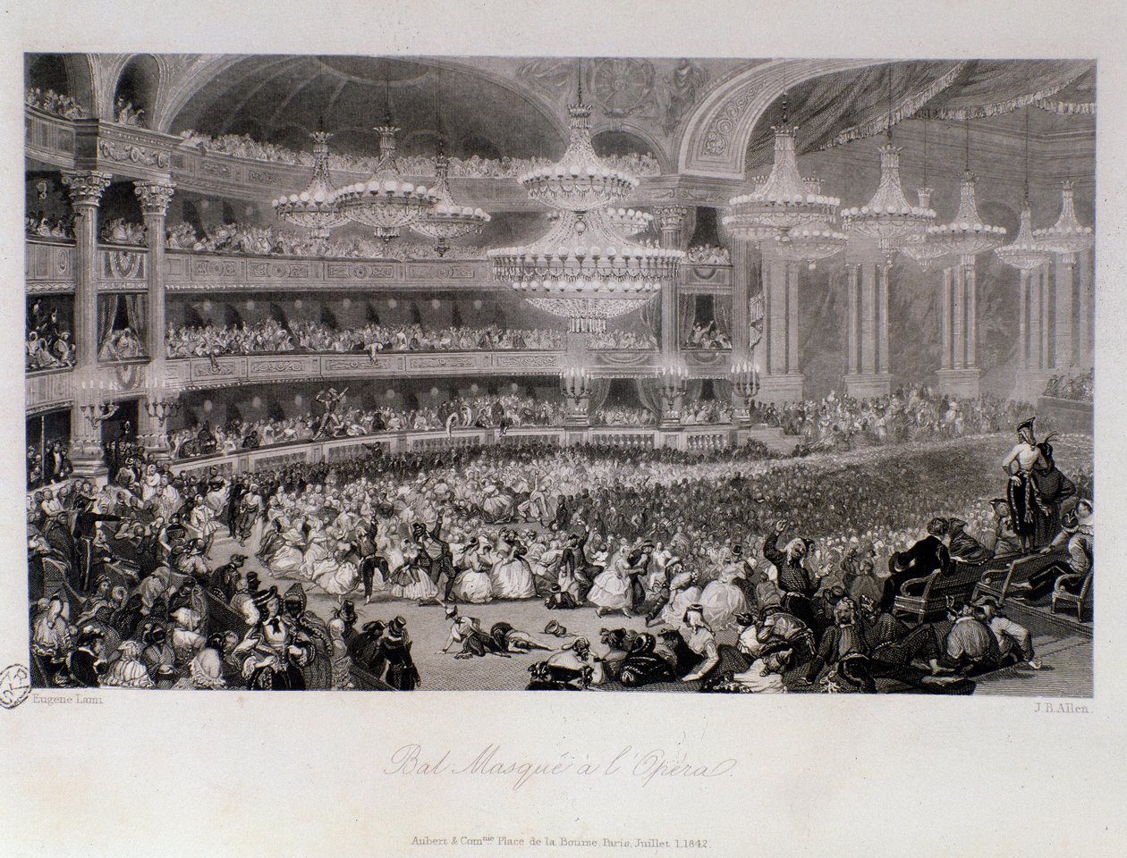 Ball maski järjestetty Opera de Parisissa. Kaiverrus Eugene Louis Lami (1800-1890) 1843 Yksityinen kokoelma tekijältä Eugene Louis Lami