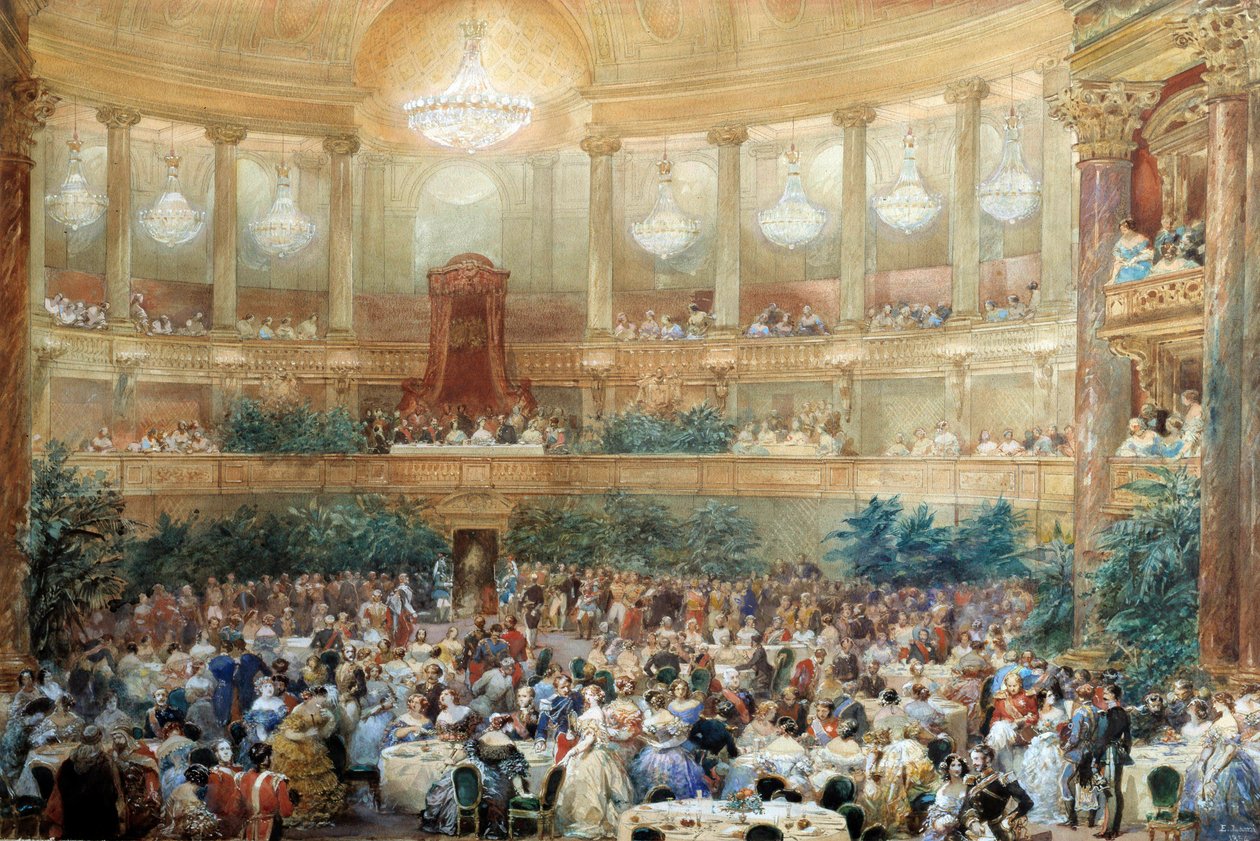 Napoleon III:n kuningatar Victorialle tarjoama illallinen Opera de Versailles