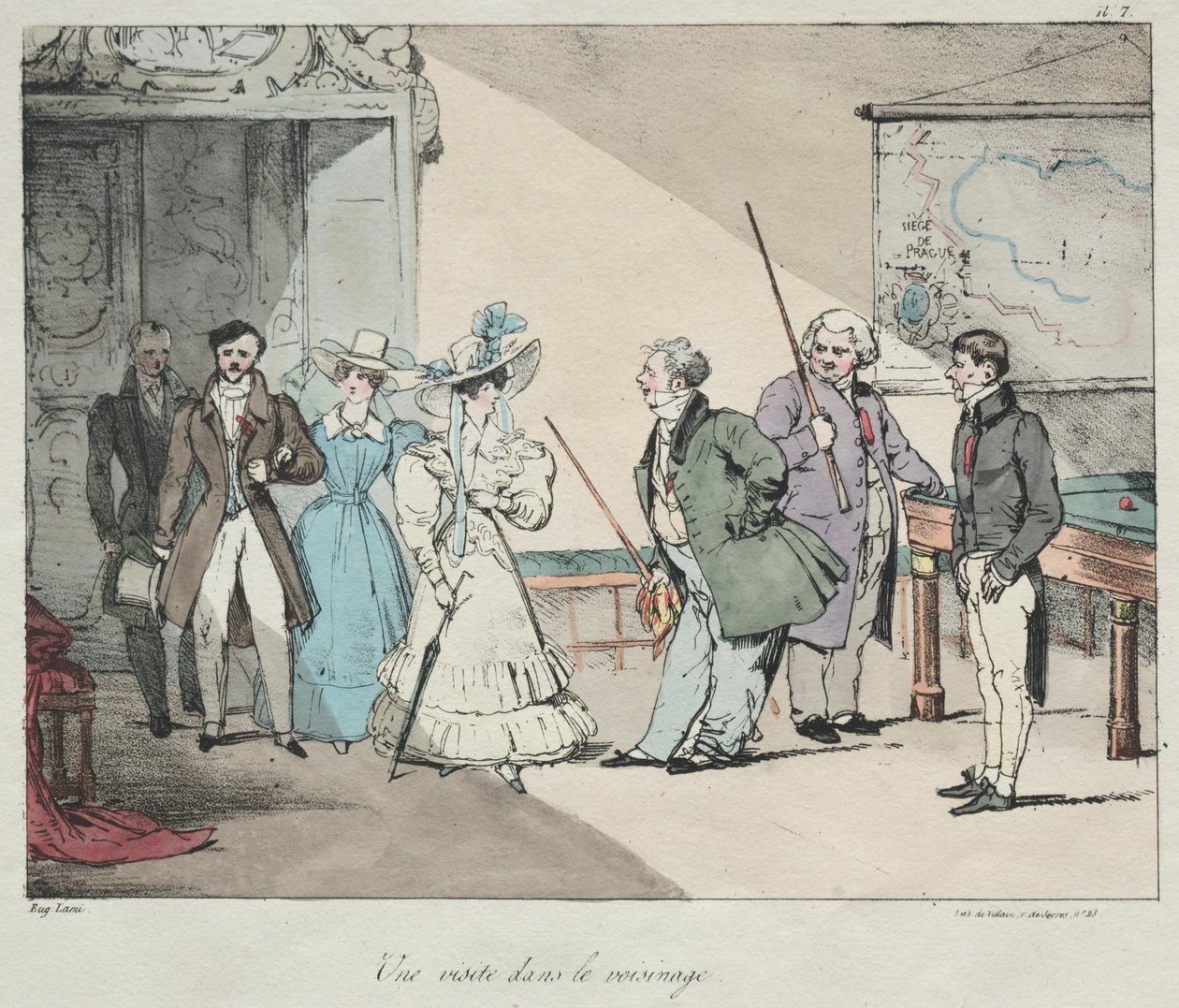 Linnan elämä: Vierailu naapurustossa, 1828. tekijältä Eugene Louis Lami