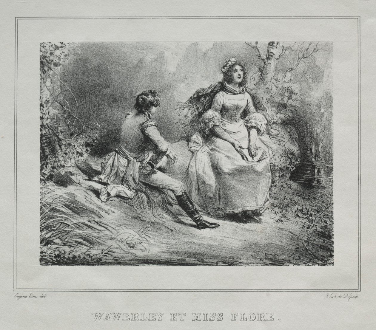 Kuvaukselliset näkymät Skotlannista: Waverly ja Miss Flora, 1825-1828. tekijältä Eugene Louis Lami