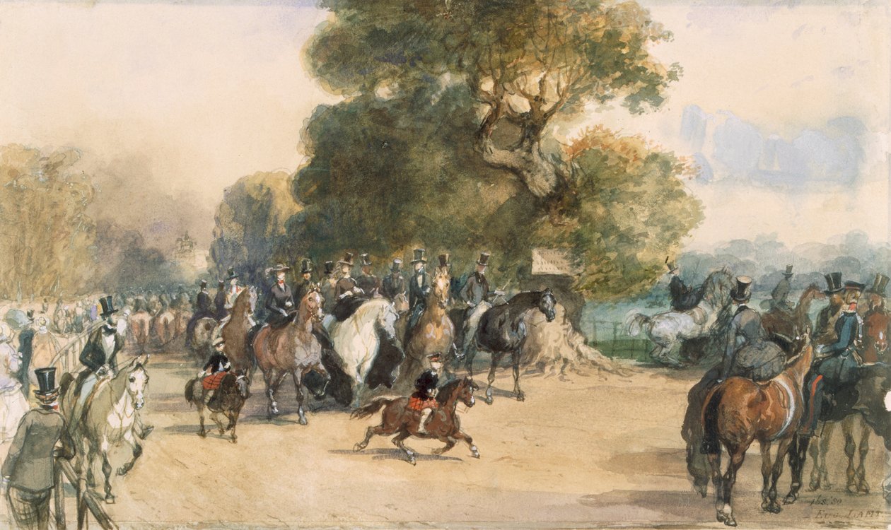 Kohtaus Hyde Parkissa, 1850-luku. tekijältä Eugene Louis Lami