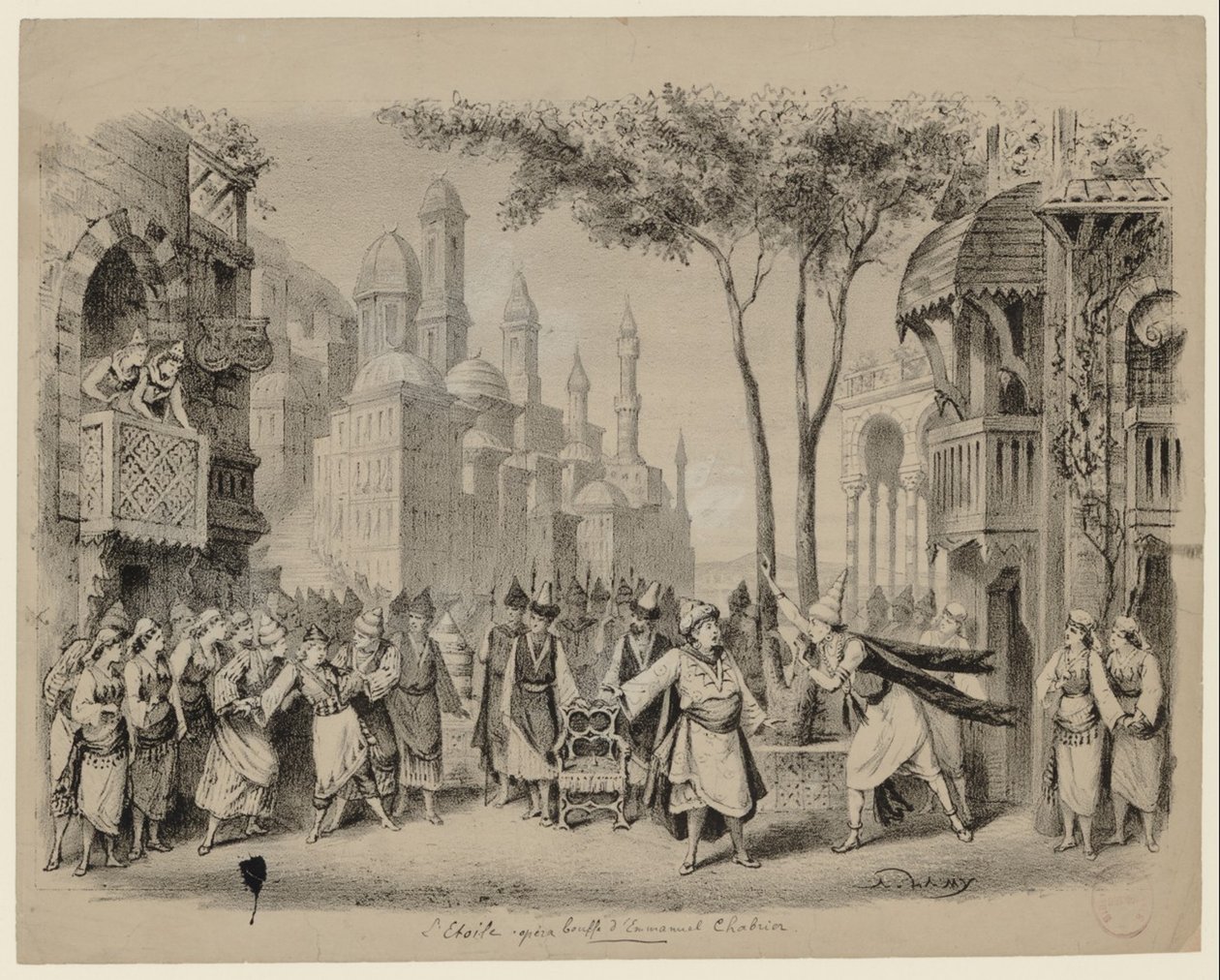 Emmanuel Chabrierin Opera Létoile Théâtre des Bouffes-Parisiensissa, 1877 tekijältä Eugene Louis Lami