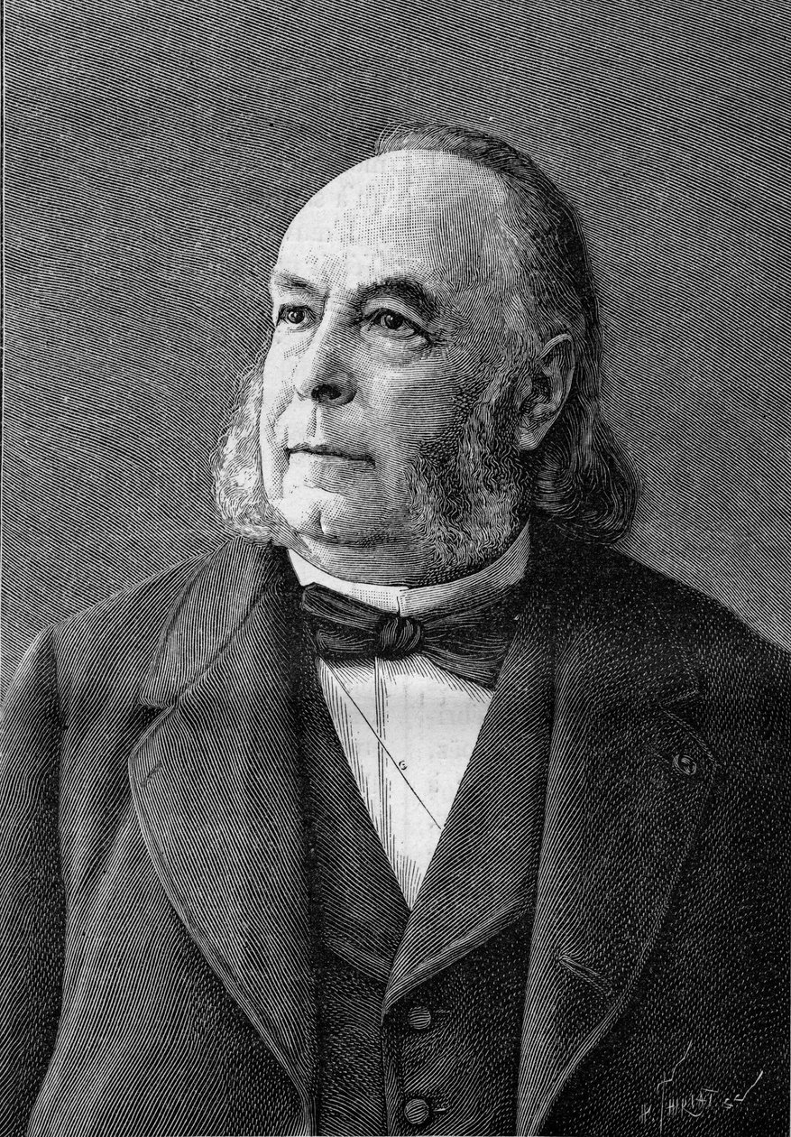 Edmond Fremyn (1814-1894), ranskalaisen kemistin muotokuva (Eug. Piroun valokuvasta). Kaiverrus "" Luontoon: katsaus tieteisiin ja niiden sovelluksiin taiteeseen ja teollisuuteen"" 10. helmikuuta tekijältä Eugene Pirou