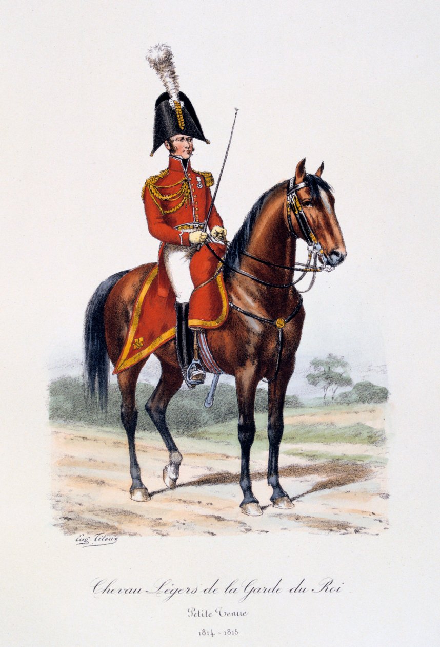 Kuninkaan kaartin kevyet hevoset, pieni univormu, 1814-15 tekijältä Eugene Titeux