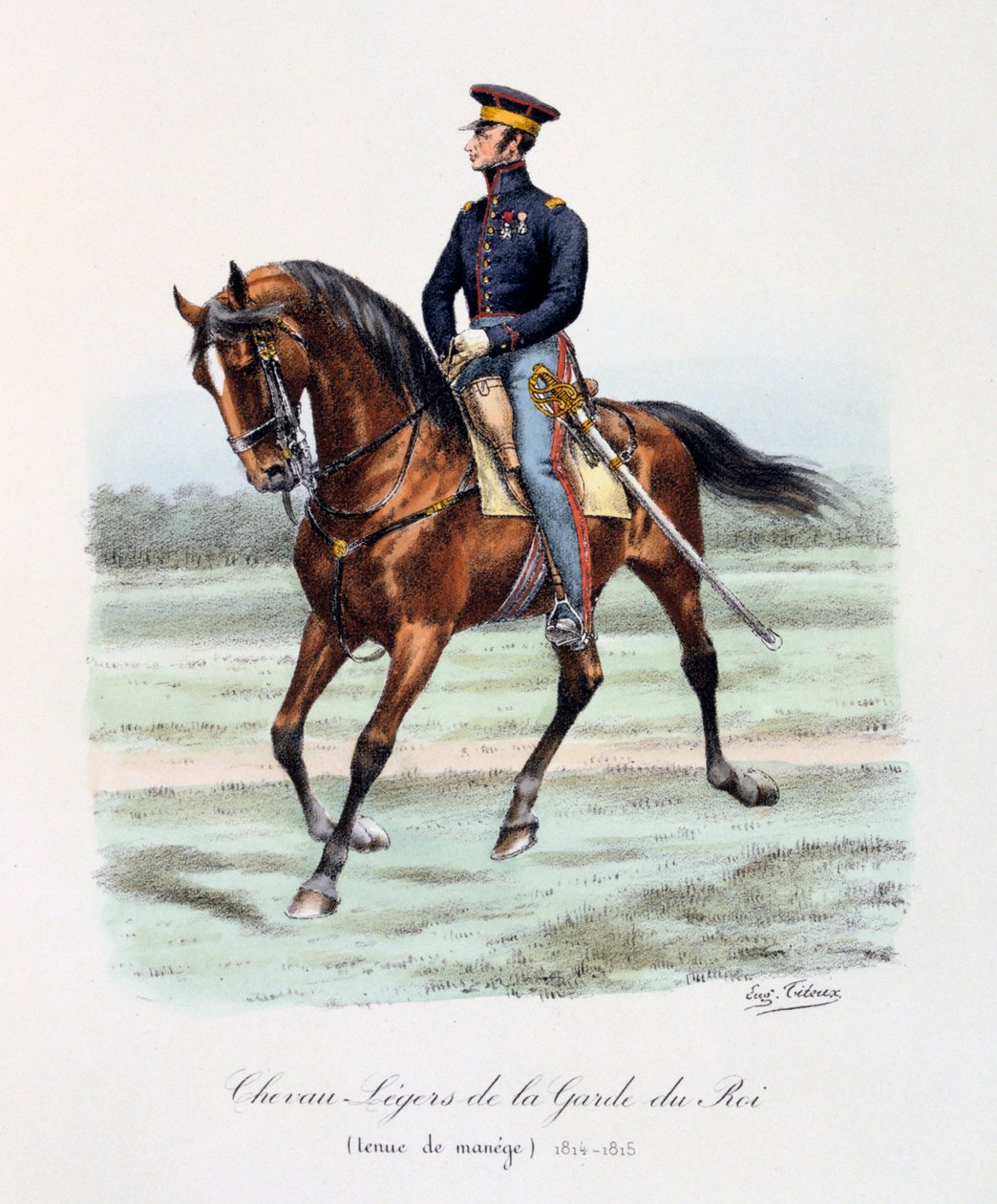 Kuninkaan vartijan kevyet hevoset, armeija-univormu, 1814-15 tekijältä Eugene Titeux