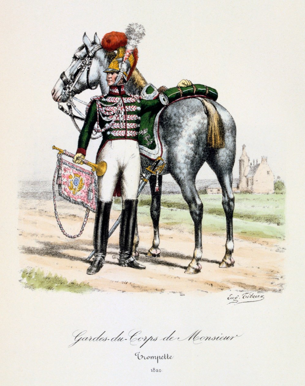 Monsieurin henkivartijat, trumpetisti, 1820 tekijältä Eugene Titeux