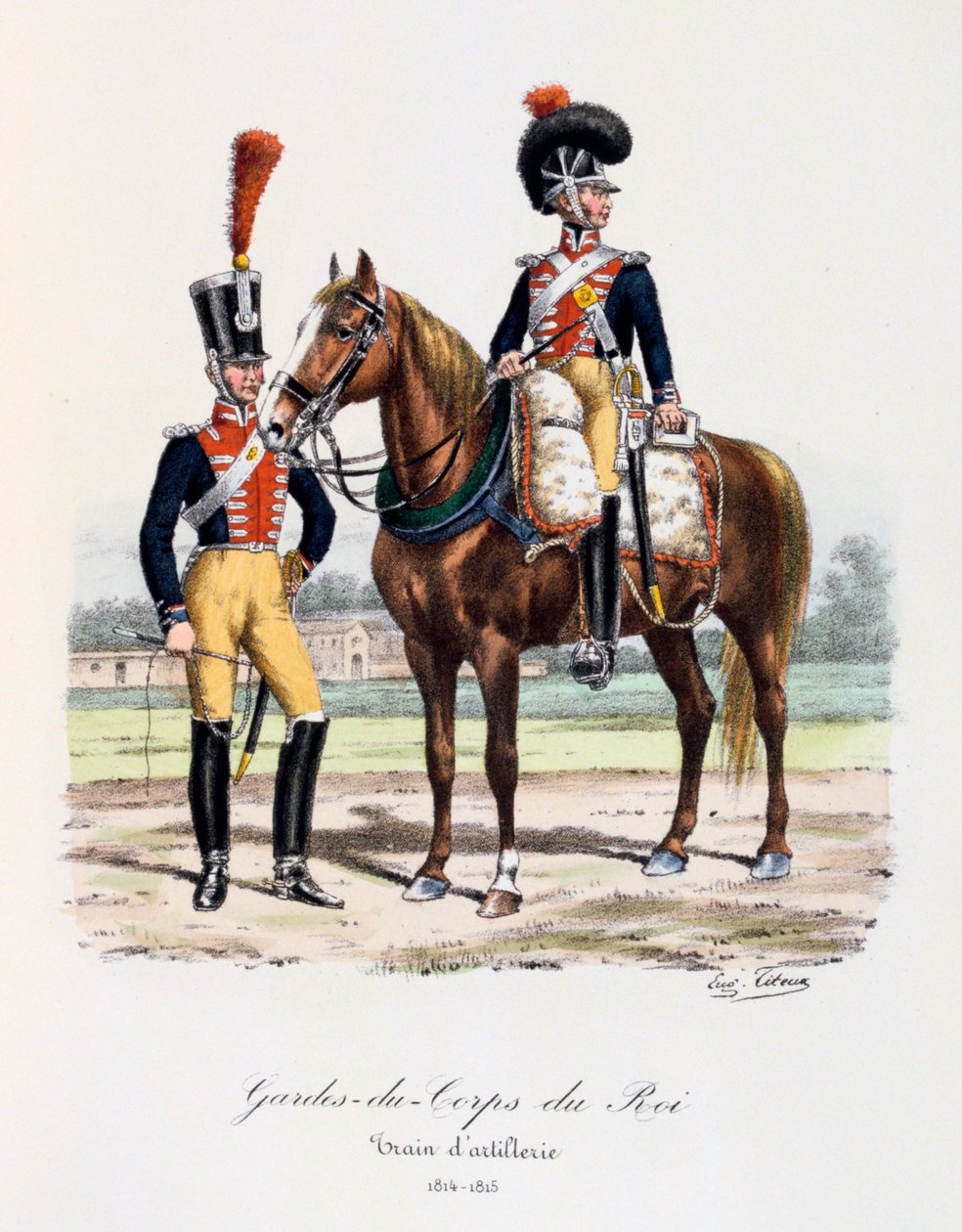 Kuninkaan henkivartijat, tykistöjuna, 1814-15 tekijältä Eugene Titeux