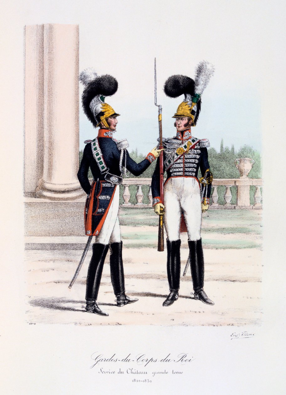 Gardes-du-Corps de Roi, Service de Chateau, kokomekko, 1820-30 tekijältä Eugene Titeux