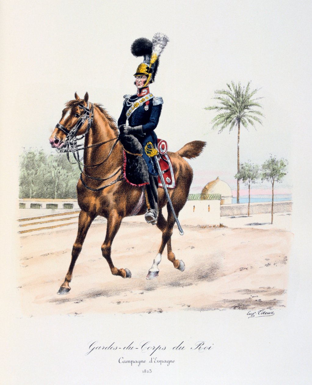Kuninkaan henkivartijat, Espanjan kampanja, 1823, c1814-1830 tekijältä Eugene Titeux