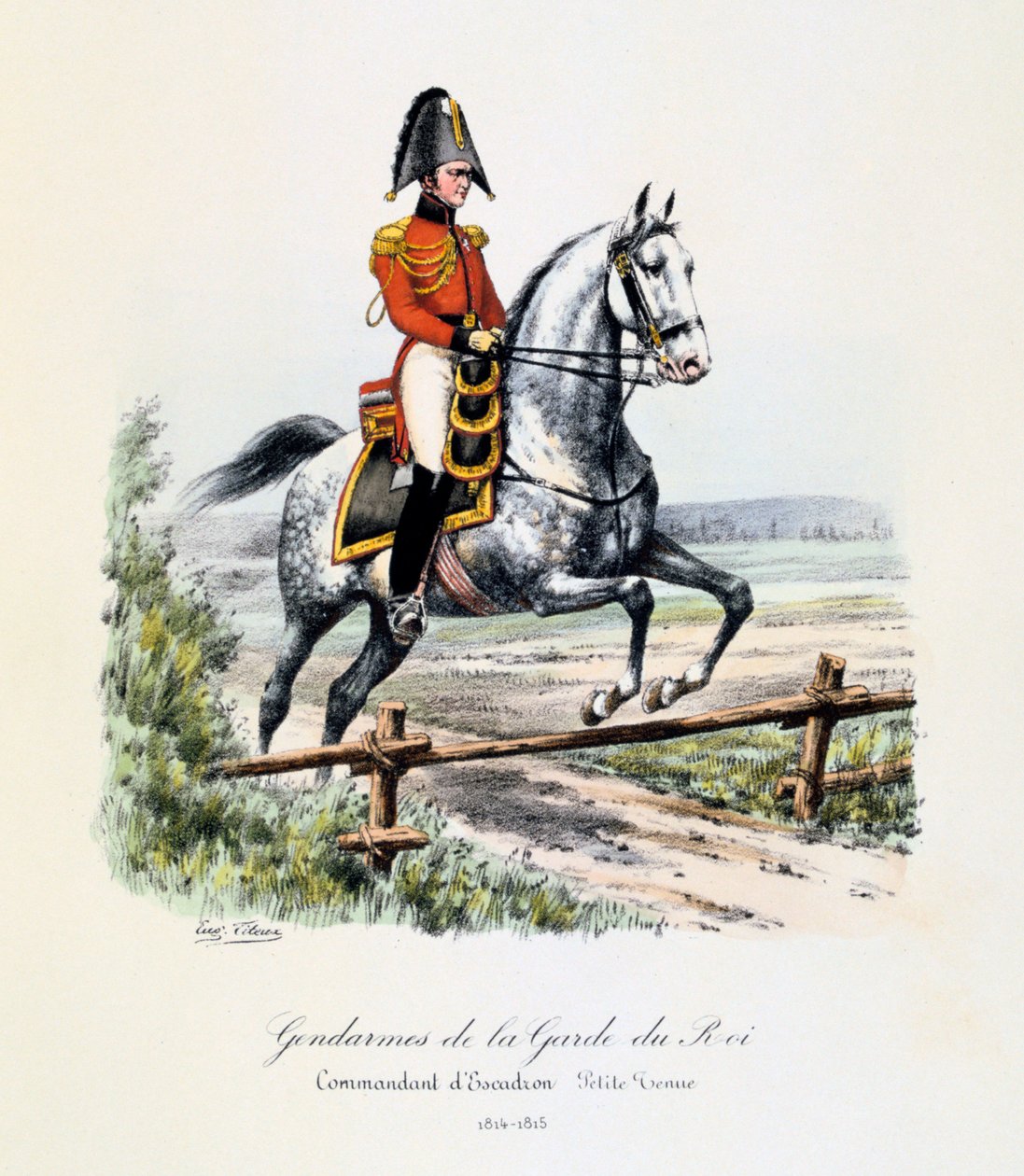 Kuninkaan kaartin santarmit, lentueen komentaja, riisuttu, 1814-15 tekijältä Eugene Titeux