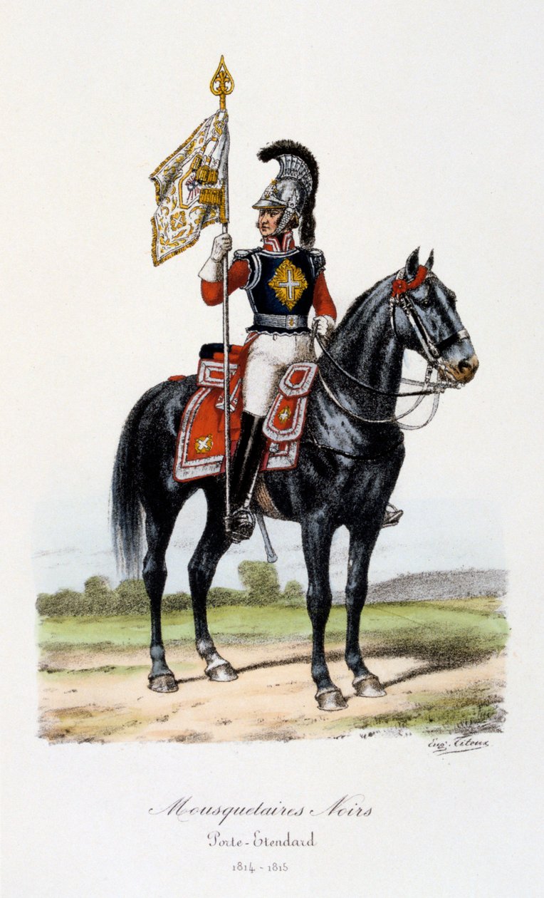 Mustat muskettisoturit, lipunkantaja, 1814-15 tekijältä Eugene Titeux
