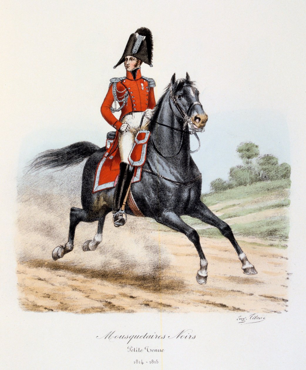Mustat muskettisoturit, riisuutuvat, 1814-15 tekijältä Eugene Titeux