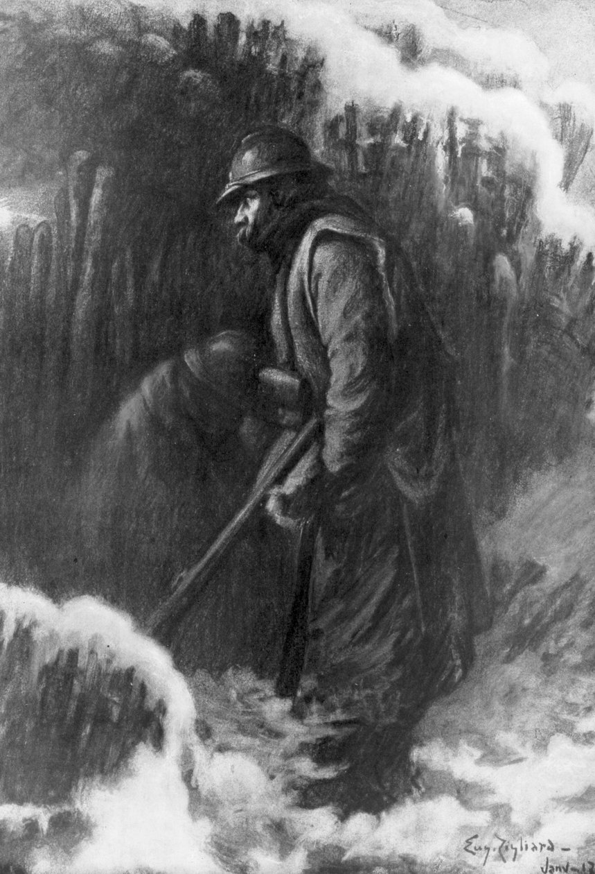 "Sentry duty at a Small Post", ensimmäinen maailmansota, tammikuu 1917. tekijältä Eugene Zigliara