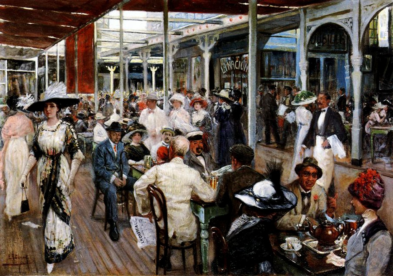 Kahvilan terassi, Mar del Plata, Argentiina, 1912 tekijältä Eugenio Alvarez Dumont