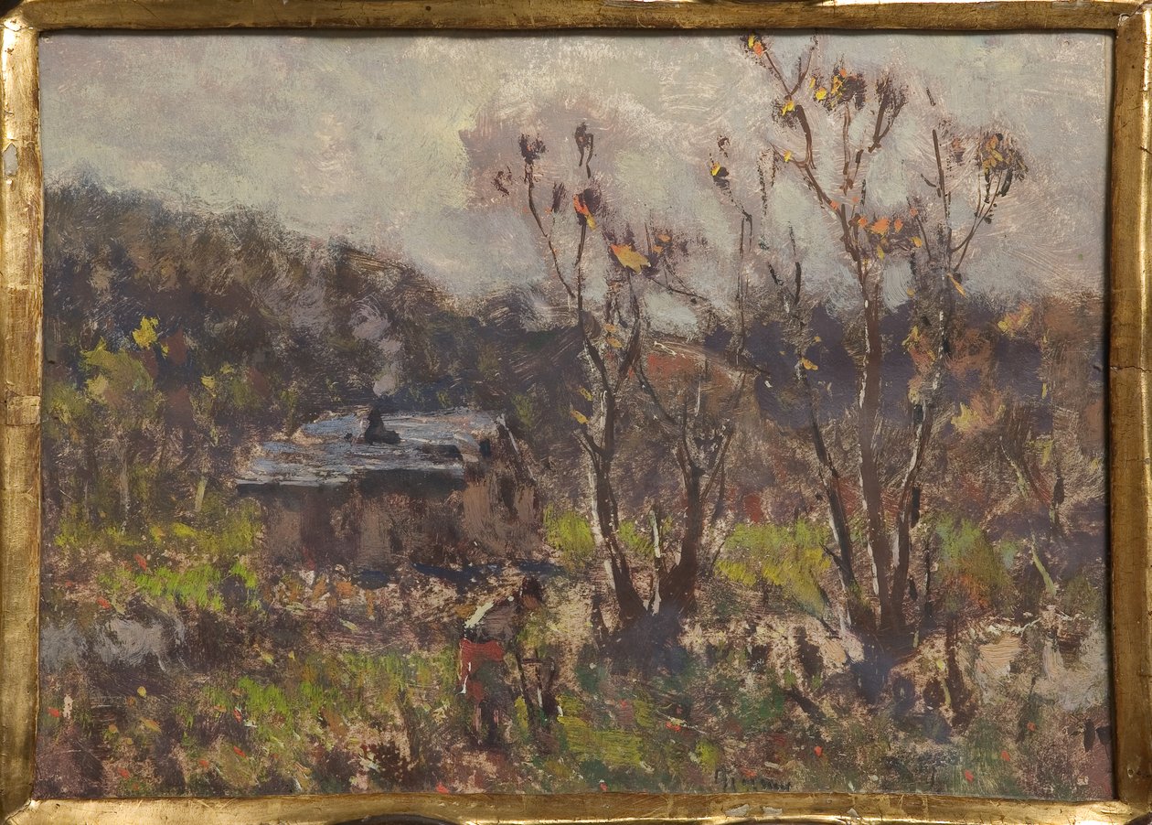 Maatila (öljy ja tempera paperille) tekijältä Eugenio Gignous