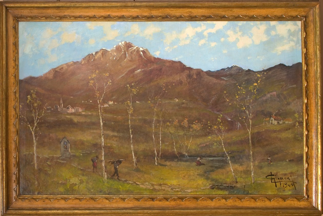 Vuoristomaisema (öljy kankaalle) tekijältä Eugenio Gignous