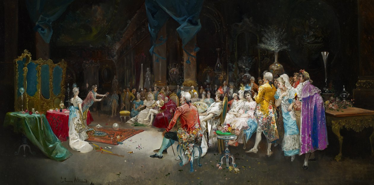 Taikuri palatsissa - Lucas Villaamil, Eugenio (1858-1919) - 1894 - Öljy kankaalle - 55x110 - Museo Carmen Thyssen, Málaga tekijältä Eugenio Lucas Villaamil
