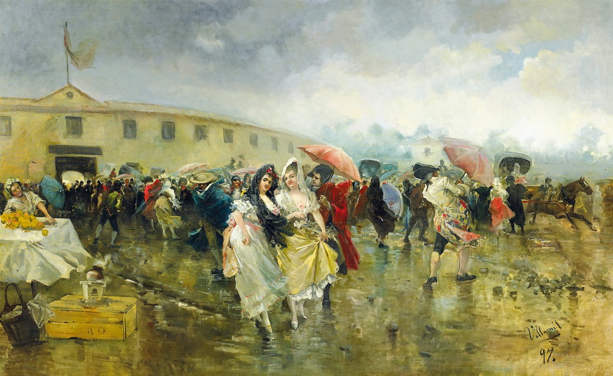 Härkätaisteluareenan ulkopuolella, Madrid, 1897 tekijältä Eugenio Lucas Villamil