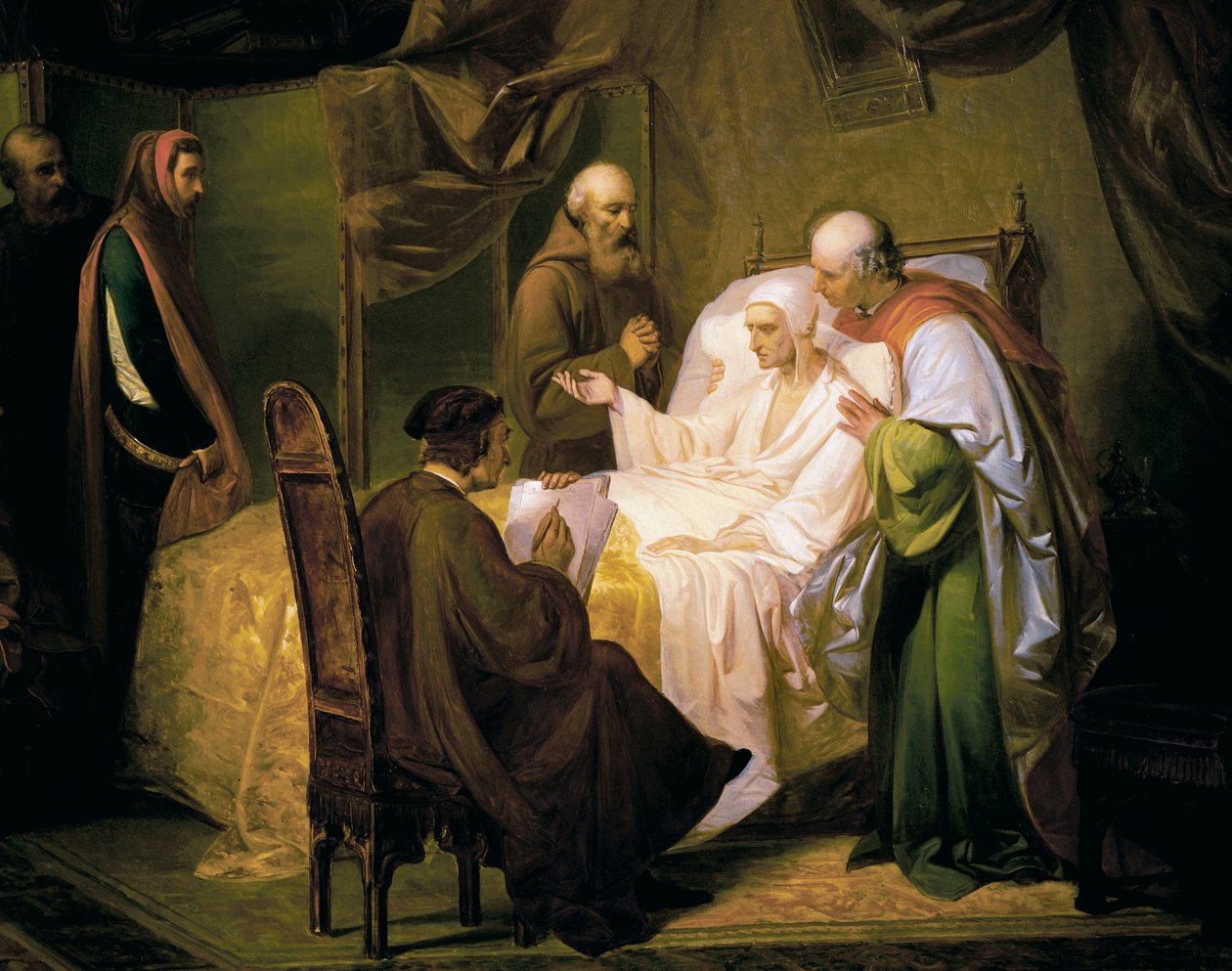Dante Alighieri (1265-1321) kuolinvuoteellaan tekijältä Eugenio Moretti Larese
