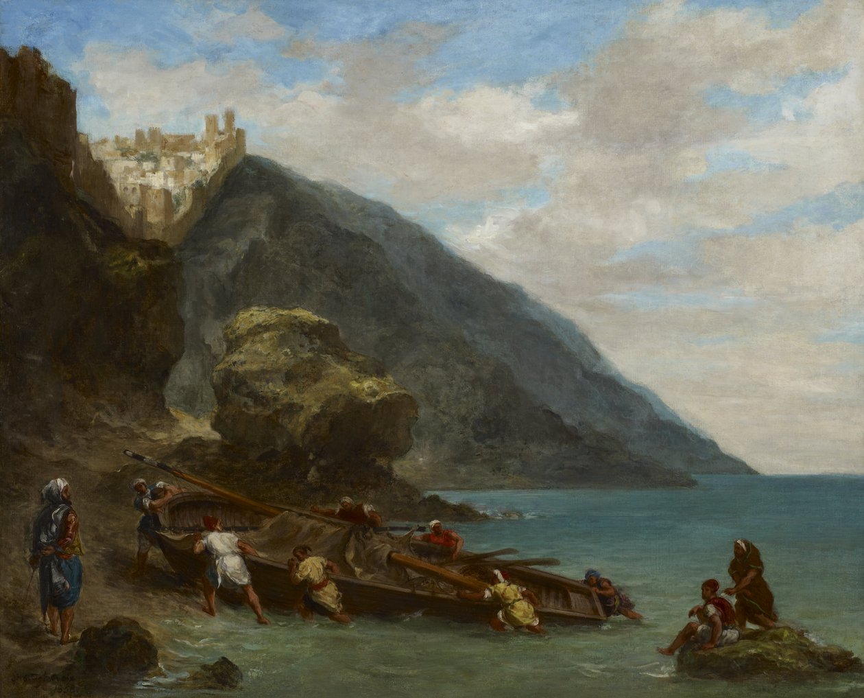 Näkymä Tangerille merenrannalta tekijältä Ferdinand Victor Eugene Delacroix