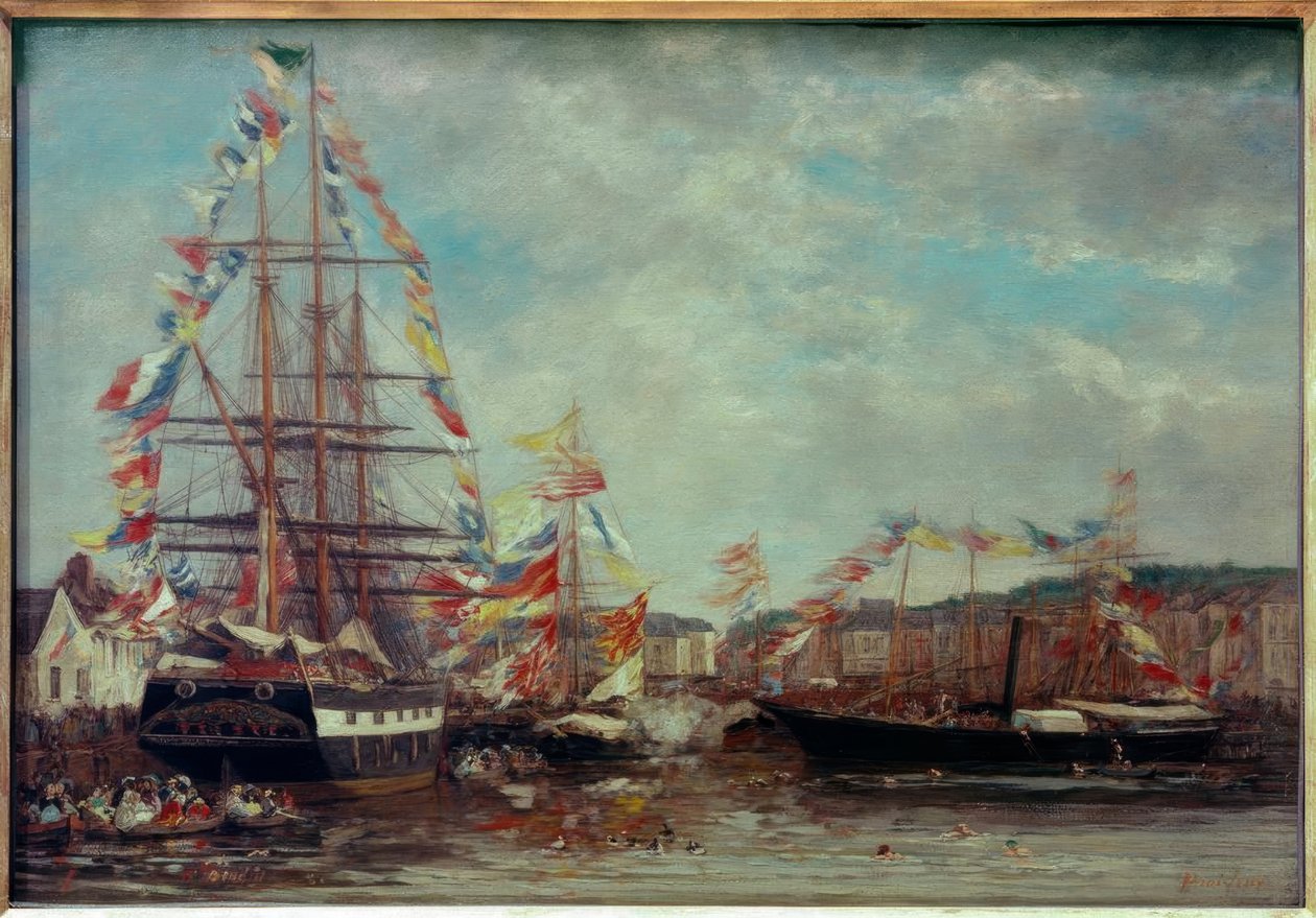 Festivaali Honfleurin satamassa tekijältä Eugene Louis Boudin
