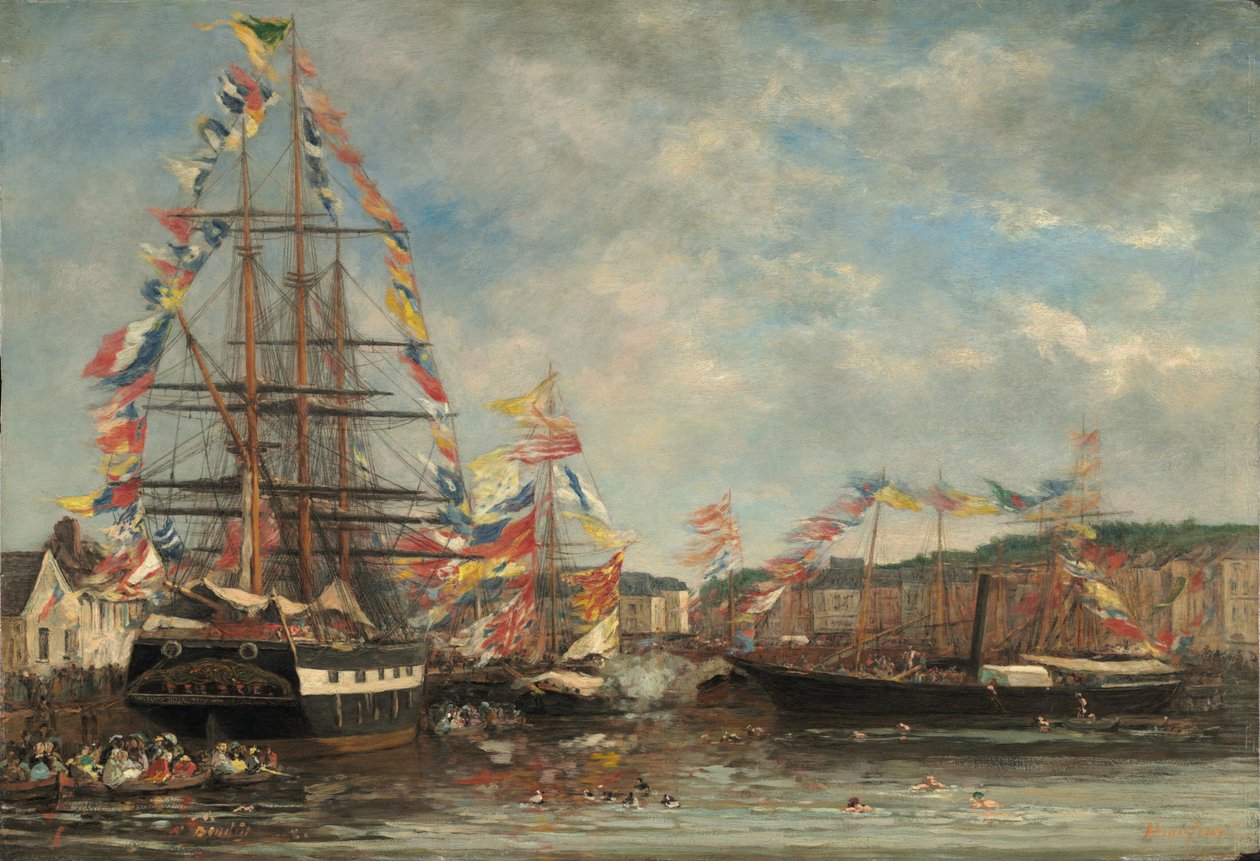 Festivaali Honfleurin satamassa tekijältä Eugène Boudin