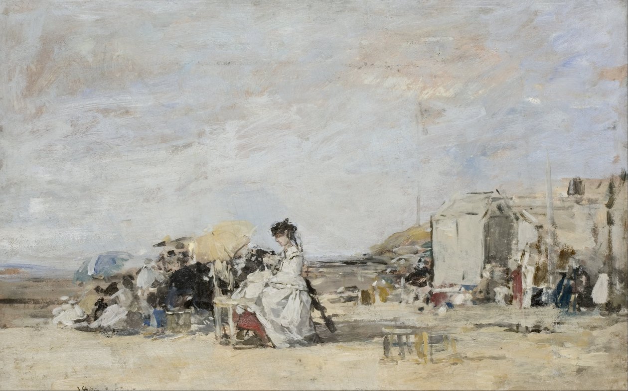 Lady in White rannalla Trouvillessä tekijältä Eugene Louis Boudin